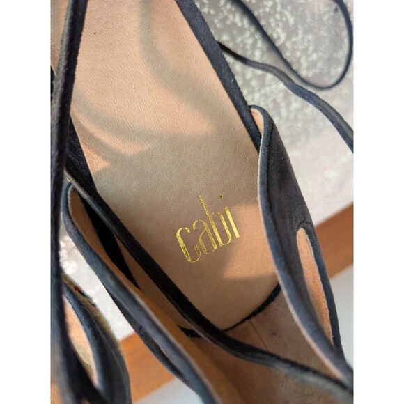 CAbi Isla Espadrille Women 9 Wedge Heel Aztec Blue Suede Beaded Lace Up Sandals - Picture 11 of 11